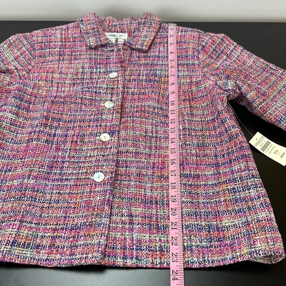 Vintage Coldwater Creek Rainbow Weave Silk Blend Jewel Boucle Jacket Blazer 14P - Picture 13 of 14